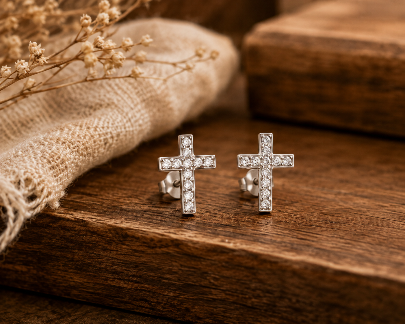 Faith Cross Stud Earrings – Minimalist Christian Earrings